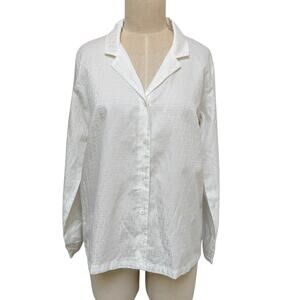 Yves Delorme Paris Sleepwear Night Shirt Signature Print White Medium